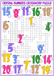 Ordinal Numbers Worksheet